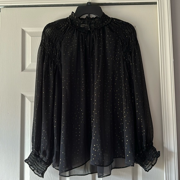 LOFT Tops - LOFT Black and Gold Sheer Top